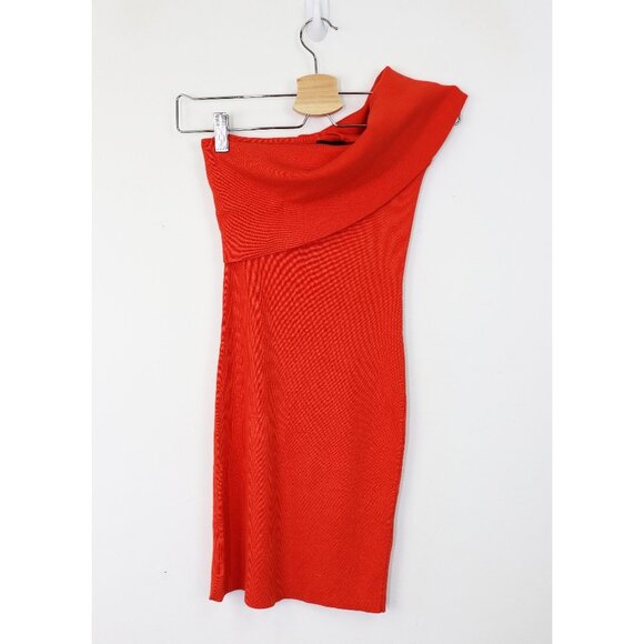 NWT NBD Ianna Dress‎ One Shoulder Sleeveless Bodycon Mini Blood Orange X Small - Picture 3 of 8
